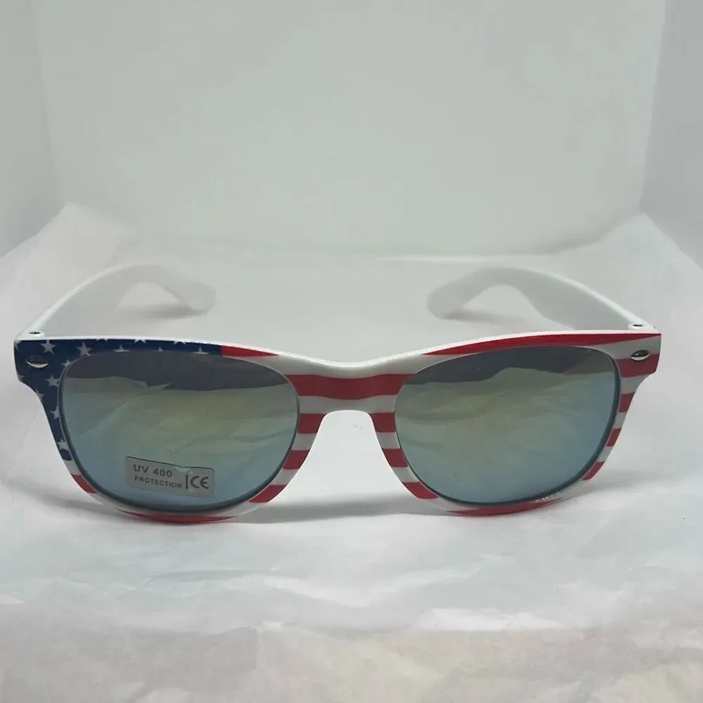 Patriotic American Flag Sunglasses – Mirrored Lenses, UV Protection
